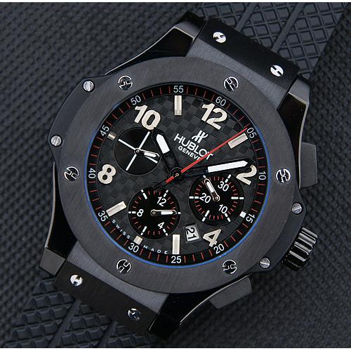 高仿精仿1:1宇舶Hublot-大爆炸 V6系列手表 全陶瓷大红秒针 黑色数字表盘 黑色格仔橡胶帶 亚洲计时7750机芯