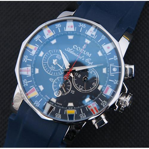 高仿昆仑Corum手表-钛金属 黑色表盘 蓝色橡胶表带 男士石英腕表 