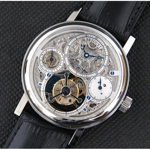 高仿超A 宝玑BREGUET-Complication Tourbillon系列 316F表壳 镂空骨架表盘 棕色皮带 海欧飞轮机芯